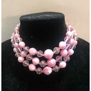 Vintage Barbie core Bubblegum Pink Triple Strand Necklace